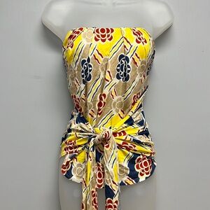 Anthropologie Ric Rac Floral Tube Top with Front Wrap